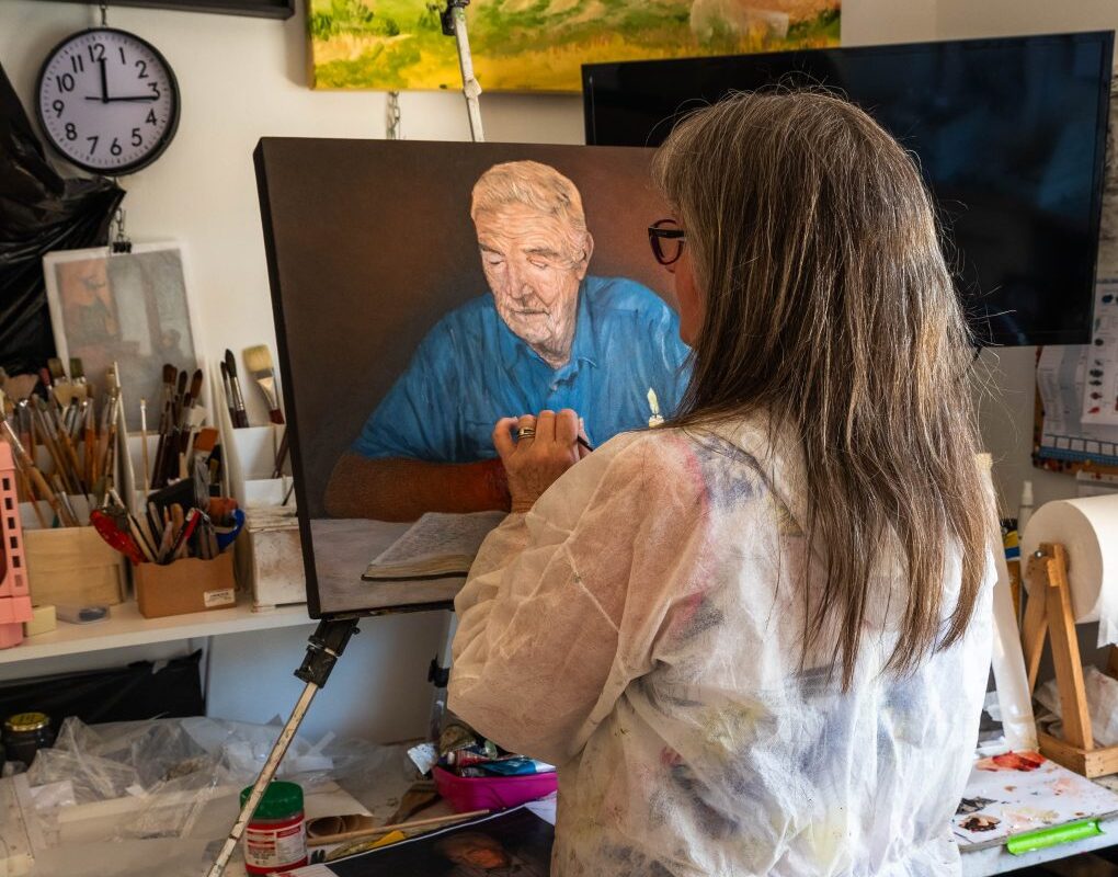 jo-anne painting oil canvas of old man
